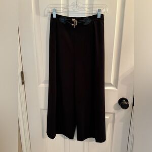 Calvin Klein Black Wide-Legged Crop Pants with Gold Front Clasp